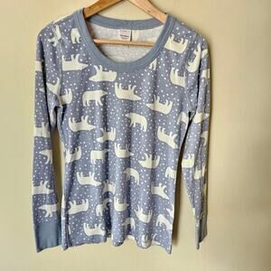 Hanna Andersson Polar Bear Pajama Top, Size Adult Medium Organic Cotton Blue